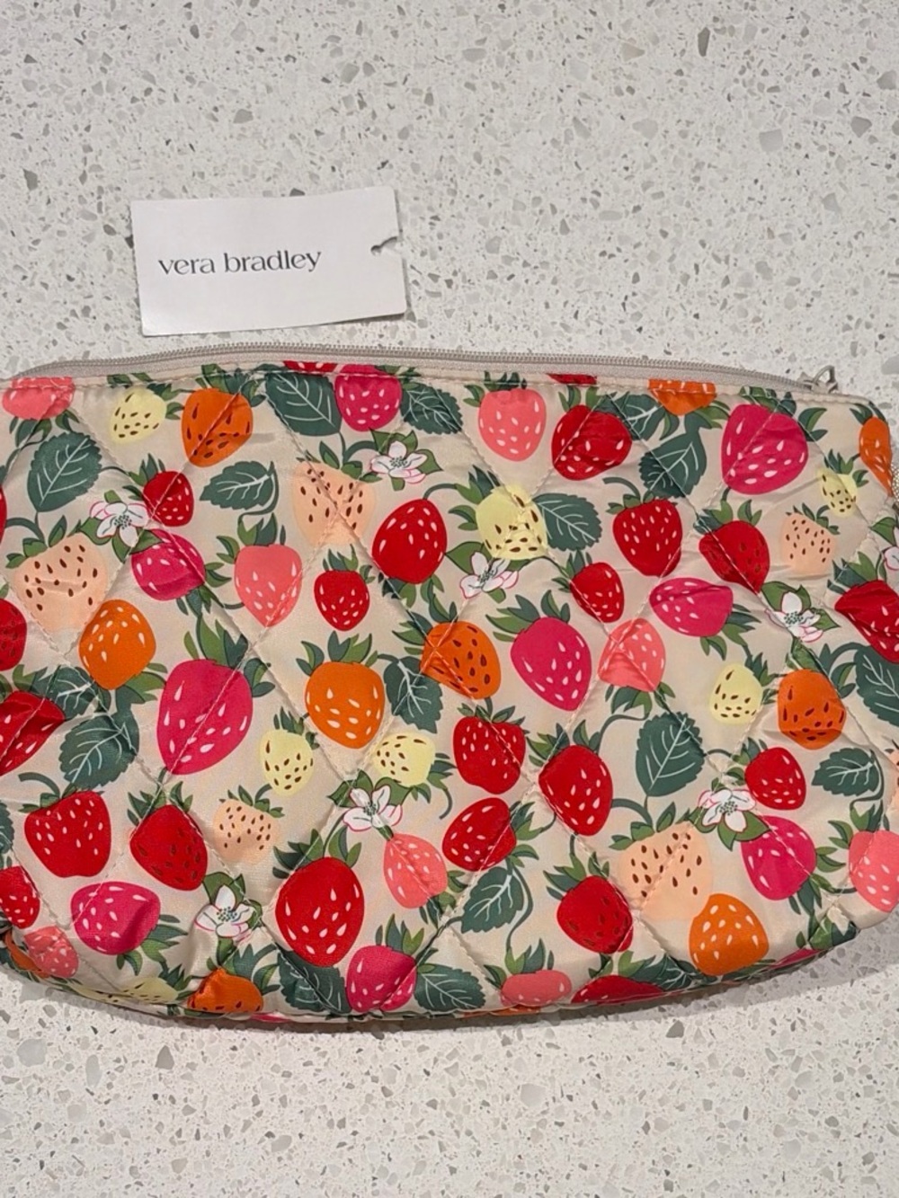 Vera Bradley Strawberry Print Quilted Cosmetic Pouch - Cream/Multi